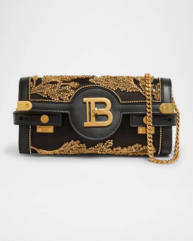 B-Buzz Beaded Pouch Shoulder Bag in Satin and Leather